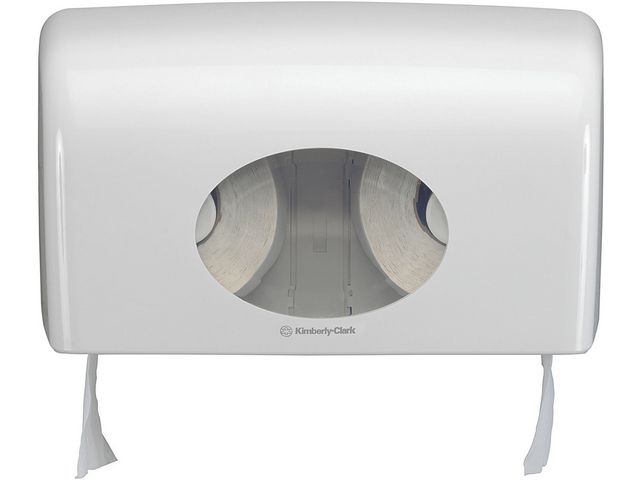 Aquarius (Kimberly-Clark) Dispenser för toalettpapper, manuell, dubbla fördelningsluckor, plast, vit, st