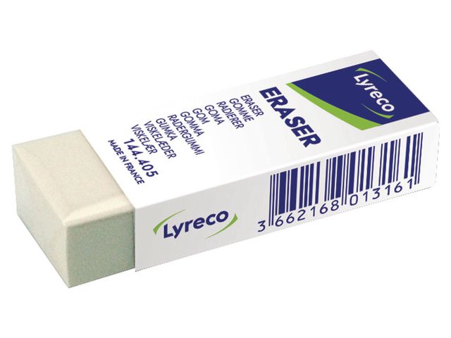 Lyreco Radergummi LYRECO 62x22x12mm vit, st