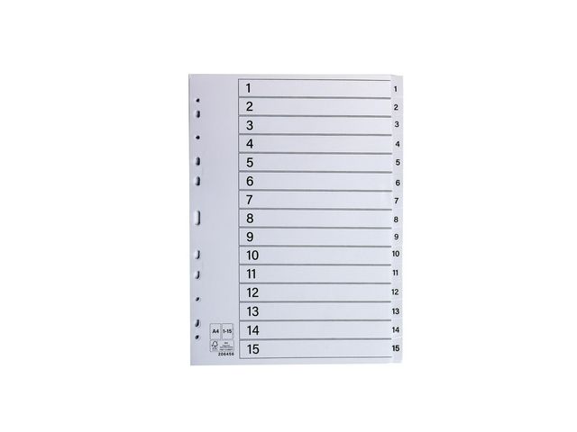 Register plastflikar 1-15 vit, fp om 10 st