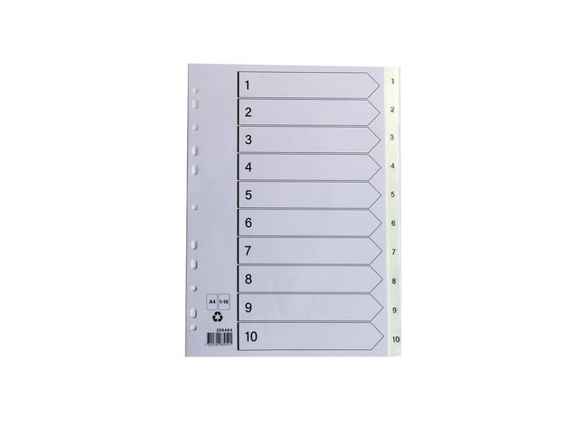 Plastregister A4 1-10 vit, st