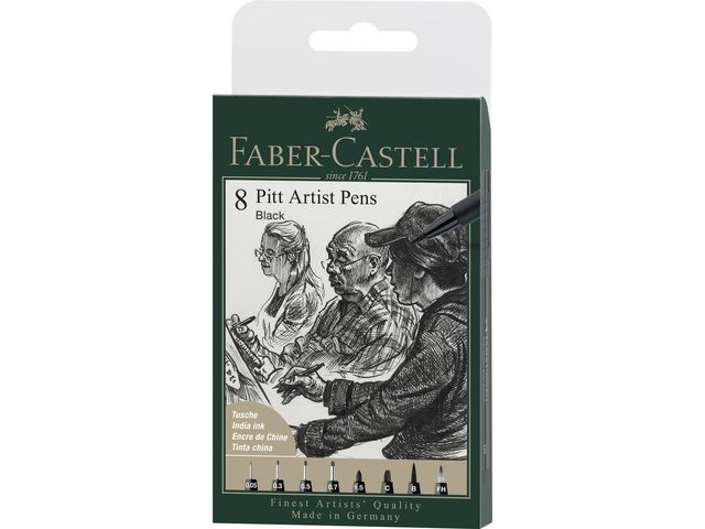Faber-Castell Fiberpenna Pitt Artist Manga Svart, fp om 8 st