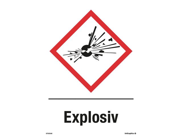 Skylt Explosiv A4 Plast, st