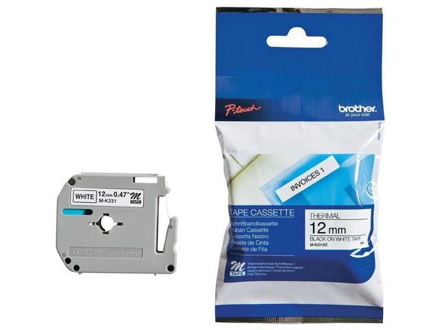 Brother Tape MK231 12mm svart på vit, st