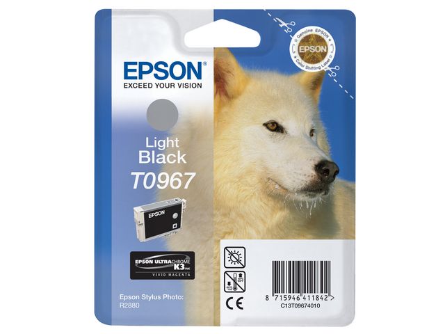 Epson Bläckpatron, Husky, T0967, Ultrachrome K3, ljus svart, singelförpackning, C13T09674010, st