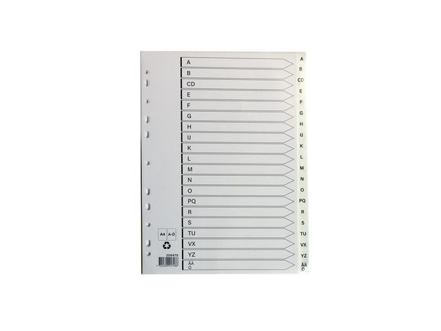 Plastregister A4 A-Ö vit, st