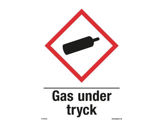 Skylt Gas under Tryck A4 Plast, st