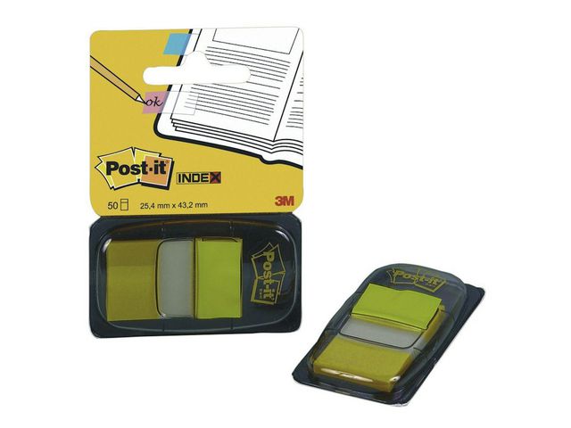 Post-it® Indexflikar, medium, 25,4 x 43,2 mm, gula, 50-pack med hållare, 680-5, fp om 50 st