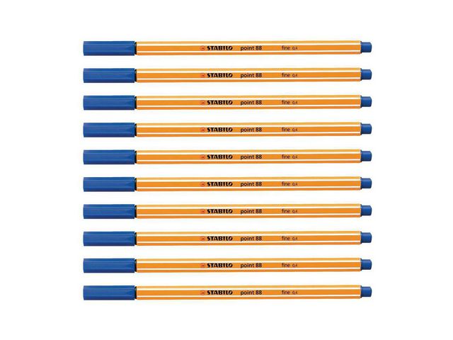 STABILO Fineliner Point 88®, tunn spets, orange pennkropp, blått bläck, st