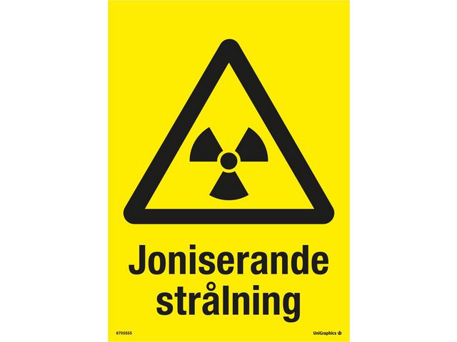Skylt Joniserande Strålning A4 Plast, st