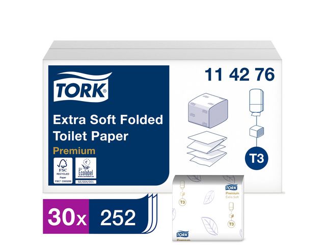 Tork Toalettpapper Premium T3 Vikt vit, fp om 30 x 252 blad