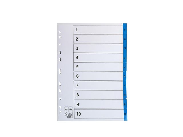 Register plastflik 1-10 blå, fp om 10 st