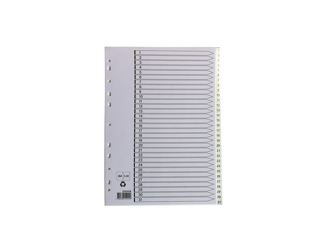 Plastregister A4 1-31 vit, st
