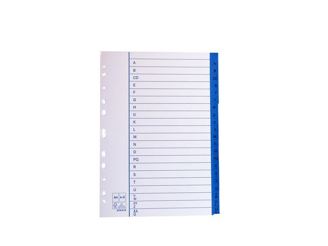 Pappersregister A4 A-Ö, fp om 10 st