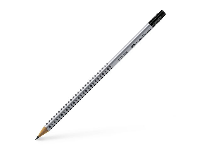 Faber-Castell Grafitpenna, Grip 2001, HB-stift, triangelformad pennkropp med greppzon, silver, st