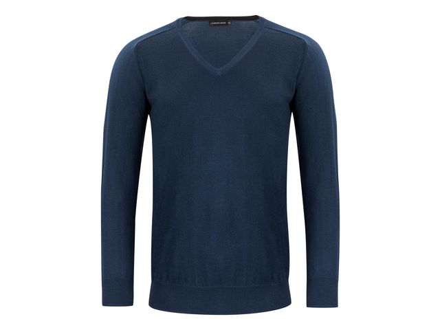 J. HARVEST & FROST Tröja merino J.HoF v-ring navy L, st