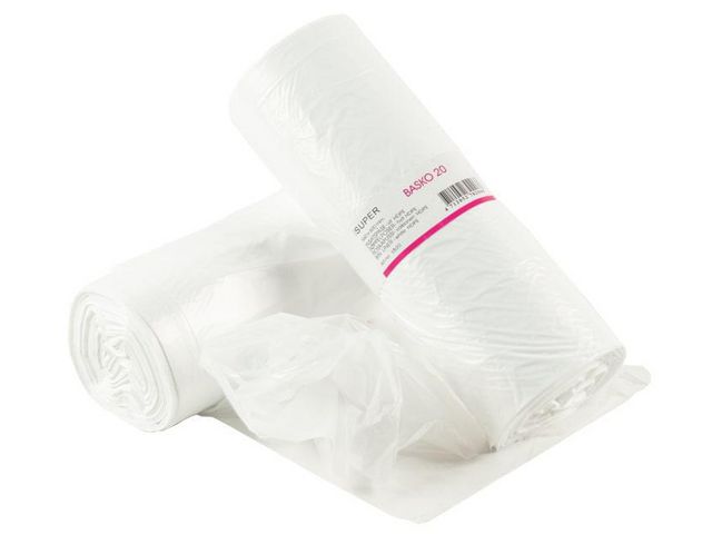 Papperskorgpåse HD 35L 12my vit, rulle om 100 st