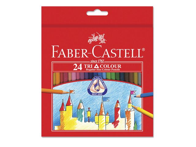 Faber-Castell Färgpennor, Tri-Grip, triangelformad pennkropp, olika färger, fp om 24 st