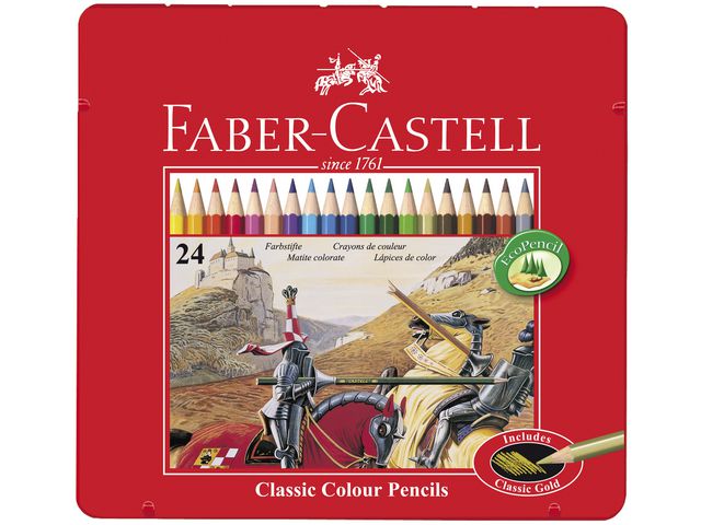 Faber-Castell Färgpenna, sexkantig pennkropp, olika färger, set om 24 st