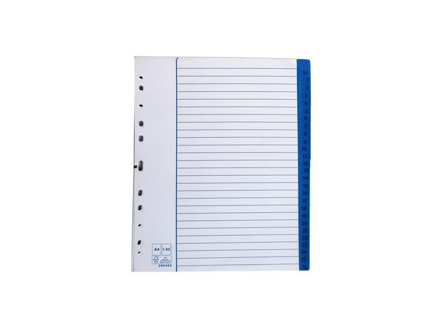 Pappersregister A4 1-52, fp om 5 st