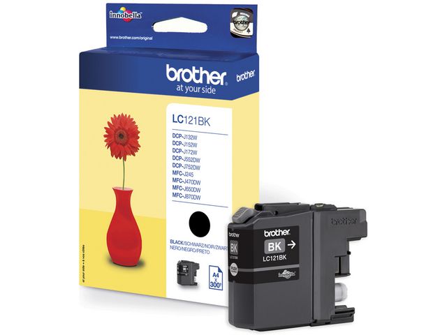 Brother Bläckpatron, LC121BK, svart, singelförpackning, LC121BK, st