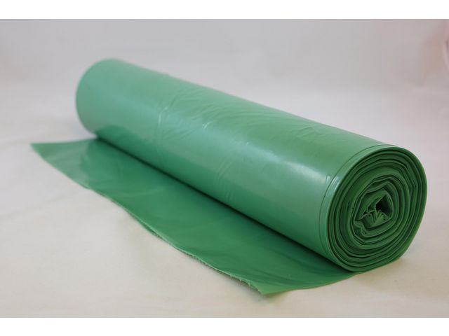 Plastsäck BIO-PE LLD COEX 125L 45my grön/vit, rulle om 25 st