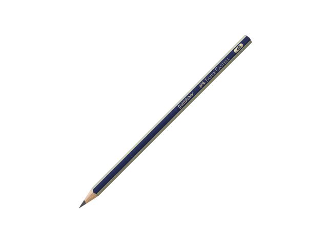 Faber-Castell Blyertspenna, Goldfaber 1221, 4B-stift, sexkantig pennkropp, blå och guldfärgad, fp om 12 st