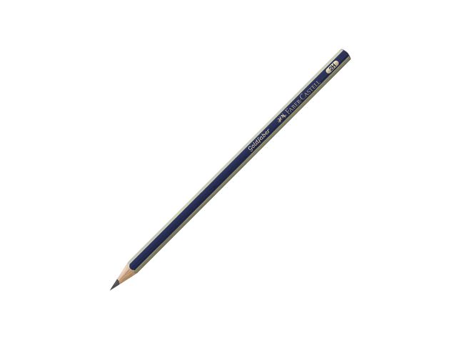Faber-Castell Blyertspenna, Goldfaber 1221, 2H-stift, sexkantig pennkropp, blå och guldfärgad, fp om 12 st