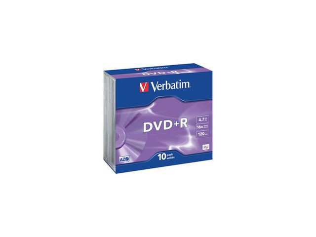 Verbatim DVD+R 4.7GB Print Jewel, fp om 10 st