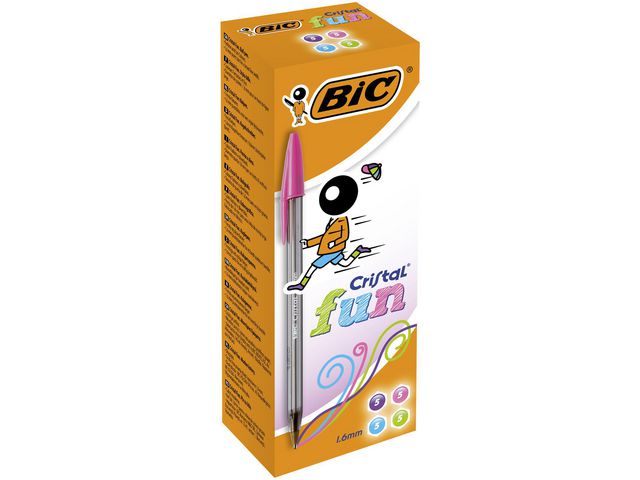 BIC® Kulpenna Cristal® Fun Fashion Inks extra stor spets 1,6mm sorterade färger, fp om 20 st