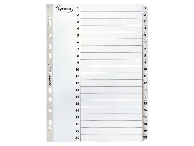 Lyreco Register Mylar A4 1-20 vit, st