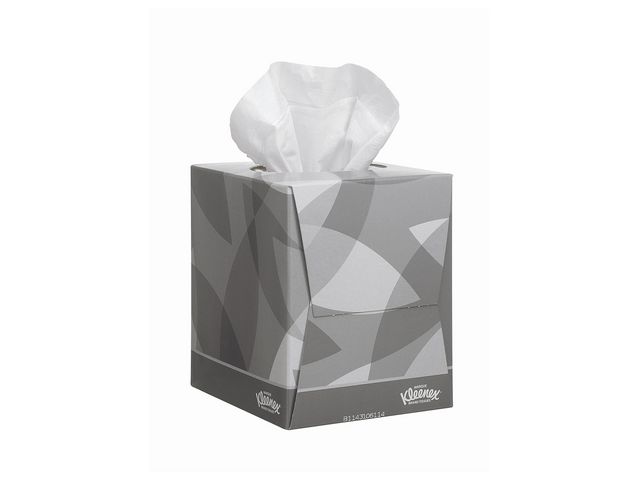 Kleenex® Ansiktsservett, kub, 2-lager, 90 ark, 200 mm, vita, fp om 88 blad