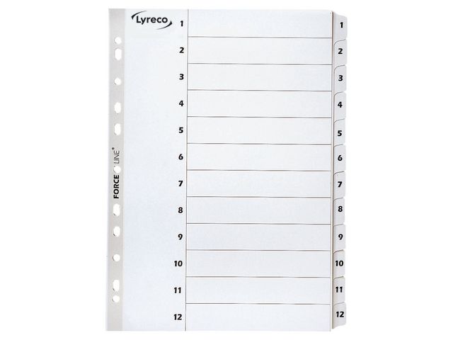 Lyreco Register Mylar A4 1-12 vit, st