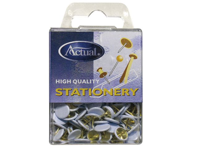 Häftstift i mässing, plastbeläggning, 9 mm, guld, fp om 200 st