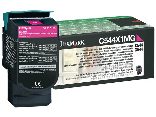 Lexmark Toner, hög kapacitet, magenta, singelförpackning, C544X1MG, st