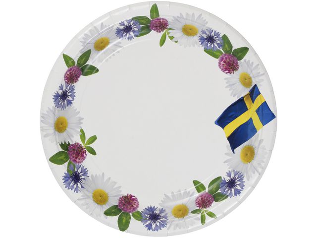 Tallrik blommor 23cm FSC, fp om 8 st