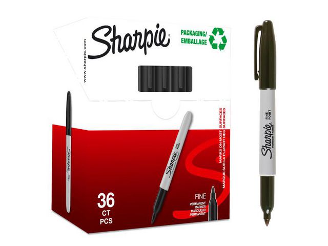 Sharpie Märkpenna F svart storpack, fp om 36 st