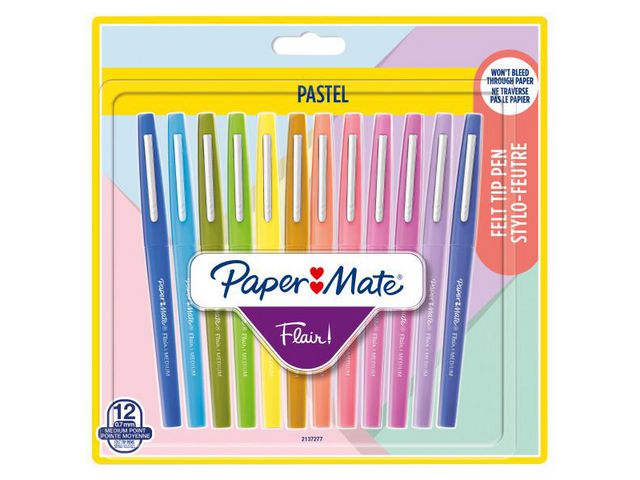 Paper Mate Märkpenna Flair pastell, kort 12 st