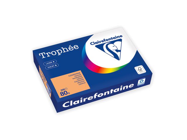 Clairefontaine Kopieringspapper A4 80g ohålat orange, bunt om 500 blad