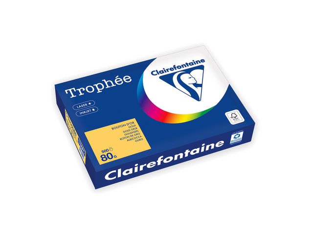 Clairefontaine Trophée A4 80 g färgat papper guldgul, bunt om 500 blad