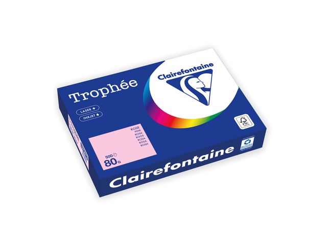 Clairefontaine Trophée A4 80 g färgat papper rosa, bunt om 500 blad