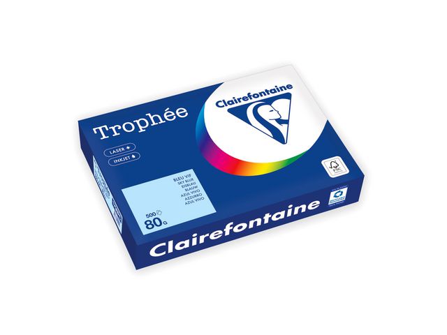 Clairefontaine Kopieringspapper A4 80g ohålat ljusblå, fp om 500 blad