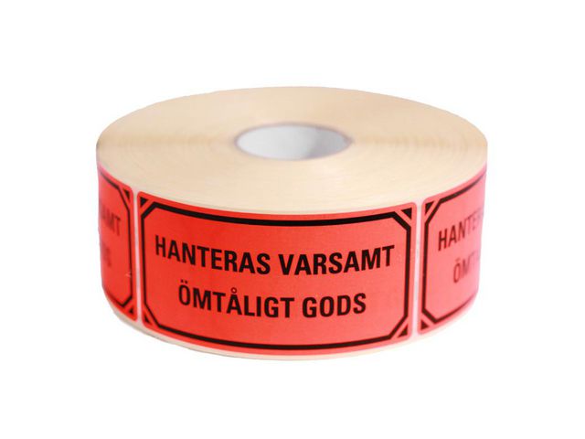 Varningsetikett Hanteras varsamt 1000/RL, st