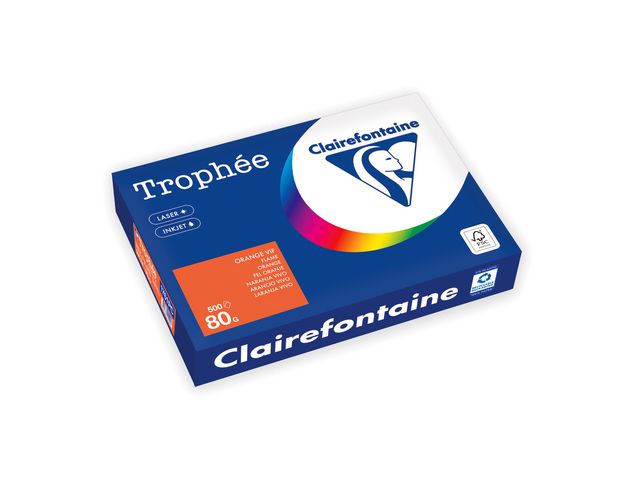 Clairefontaine Trophée A4 80 g färgat papper orange, bunt om 500 blad