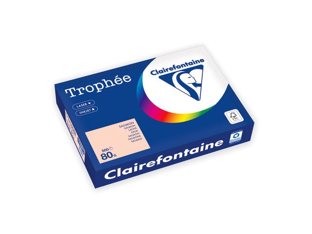 Clairefontaine Trophée A4 80 g färgat papper laxrosa, bunt om 500 blad