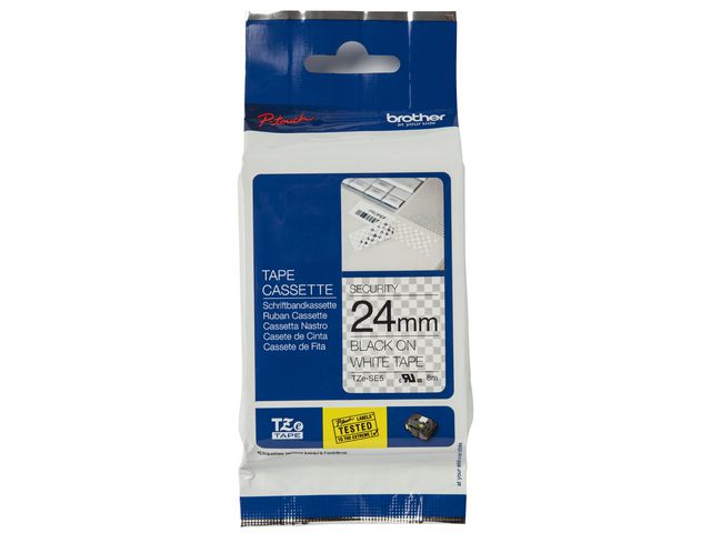 Brother Tape TZESE5 24mm svart på vit, st