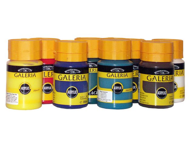 Akrylfärger, vattenbaserade, 250 ml, olika färger, fp om 8 set