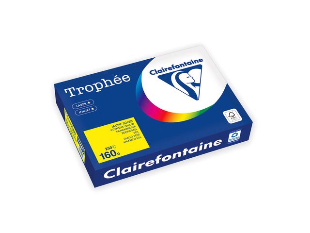 Clairefontaine Trophée A4 160 g färgat papper gul, bunt om 250 blad