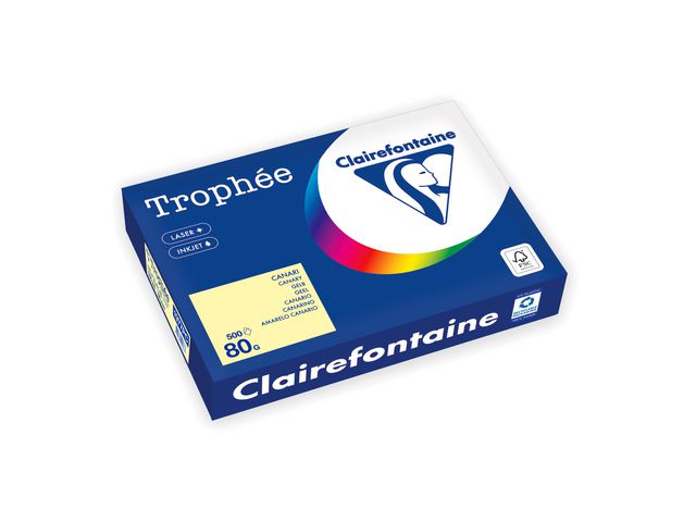 Clairefontaine Trophée A4 80 g färgat papper ljusgul, bunt om 500 blad