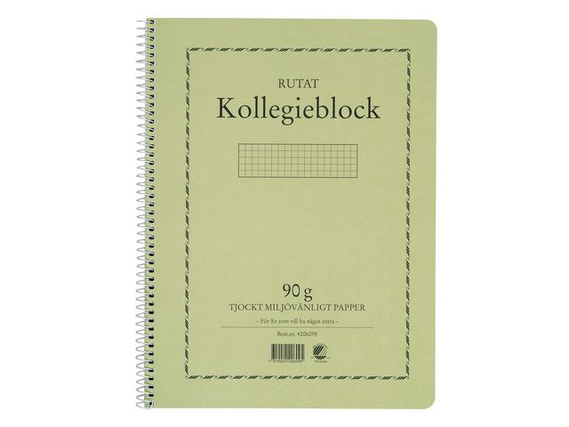 Kollegieblock A4 90g 70 blad rutat Träfritt papper, st