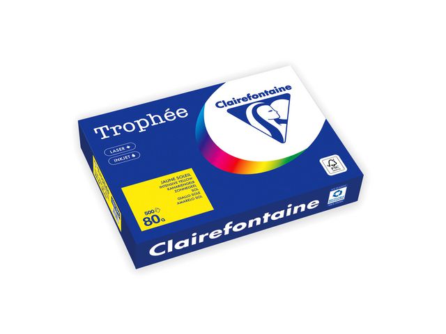 Kopieringspapper A4 80g ohålat gul, bunt om 500 blad